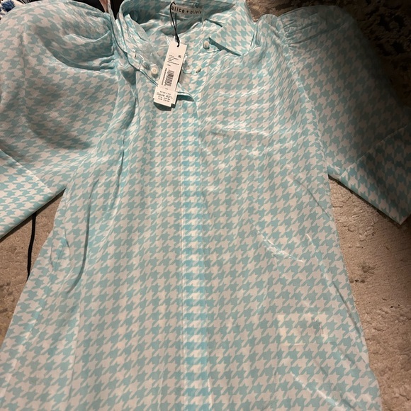 Alice + Olivia Light Blue Houndstooth Top - Picture 1 of 1